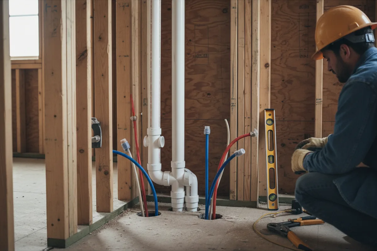 Drain and supply rough-in during Drain Cleaning in New Middletown